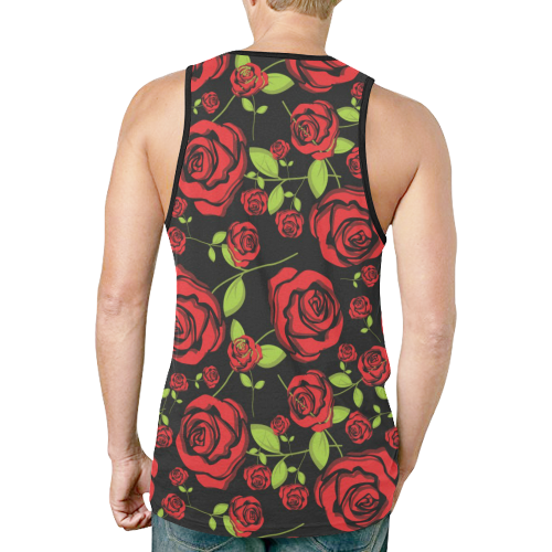 Red Roses on Black New All Over Print Tank Top for Men (Model T46)