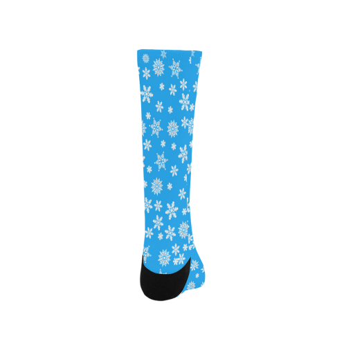 Christmas White Snowflakes on Light Blue Trouser Socks (For Men)