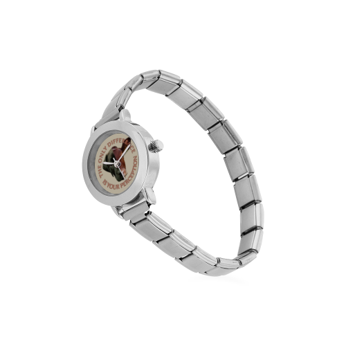 Vegan Cow and Dog Design with Slogan Women's Italian Charm Watch(Model 107)