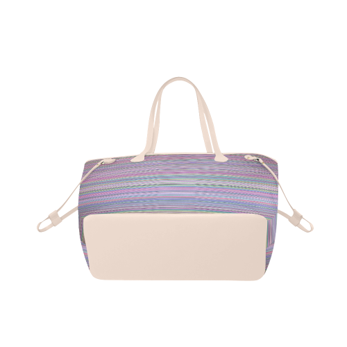 Broken TV screen rainbow stripe 2 pink handle Clover Canvas Tote Bag (Model 1661)