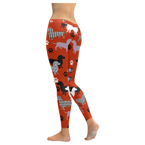 Dachshund O Women's Low Rise Leggings (Invisible Stitch) (Model L05)