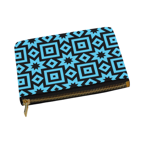 Blue/Black Geometric Pattern Carry-All Pouch 12.5''x8.5''