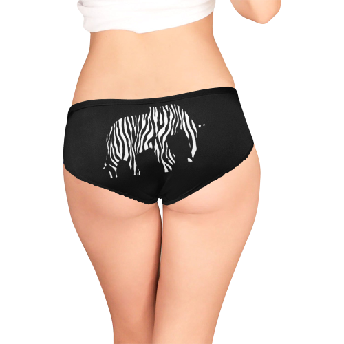 ZEBRAPHANT Elephant with Zebra Stripes black white Women's All Over Print Girl Briefs (Model L14)