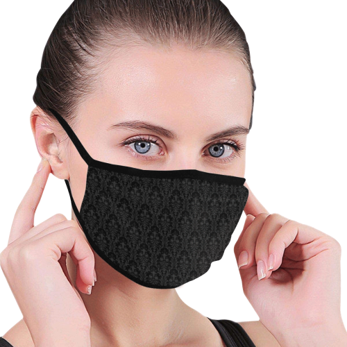 Black floral pattern 002b VAS2 Face Mask Mouth Mask