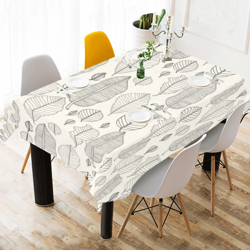 Japanese Leaves Cotton Linen Tablecloth 60" x 90"