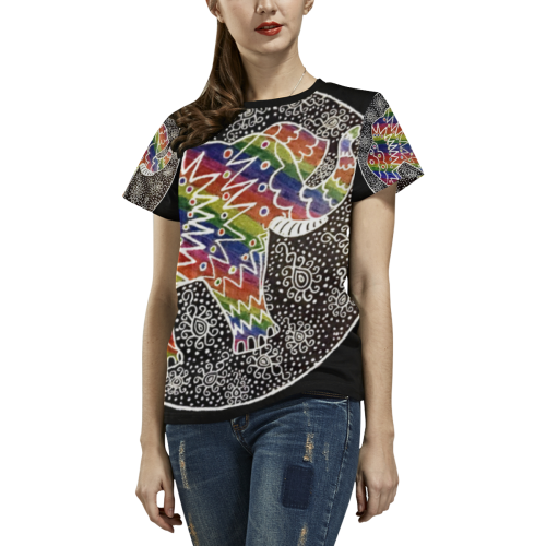 Elephant Illumination Women's Larger Shirt All Over Print T-shirt for Women/Large Size (USA Size) (Model T40)