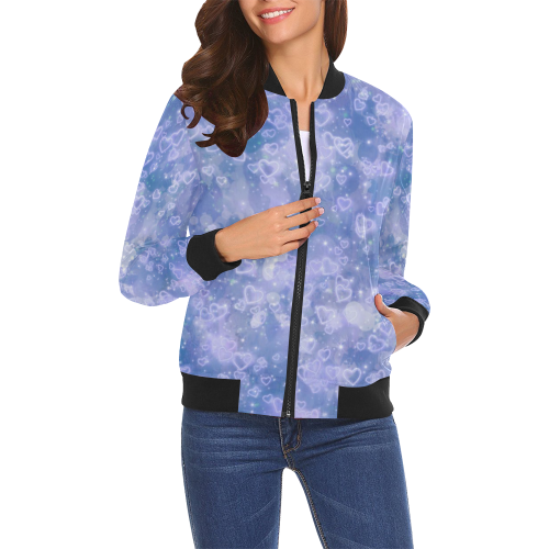 Sparkling glowing hearts D by JamColors All Over Print Bomber Jacket for Women (Model H19)