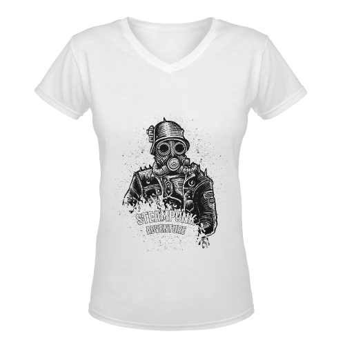 Retro Futurism Steampunk Adventure Soldier 3 Women's Deep V-neck T-shirt (Model T19)