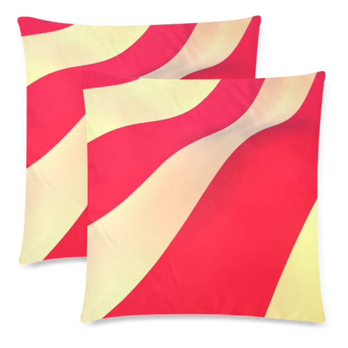 Red and White Stripes Custom Zippered Pillow Cases 18"x 18" (Twin Sides) (Set of 2)