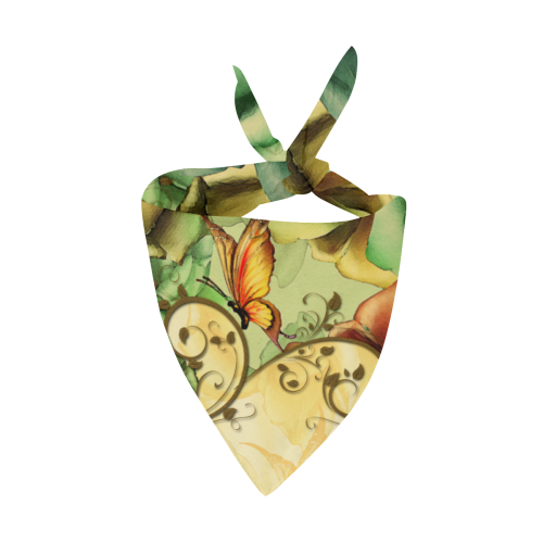 Colorful flowers with butterflies Pet Dog Bandana/Large Size