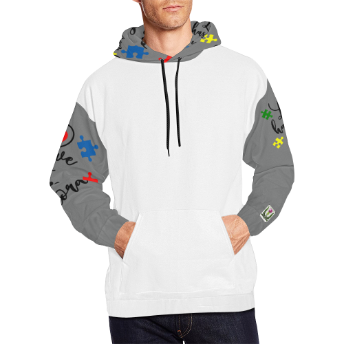 Fairlings Delight's Autism- Love has no words Men's Hoodie 53086F9 All Over Print Hoodie for Men/Large Size (USA Size) (Model H13)