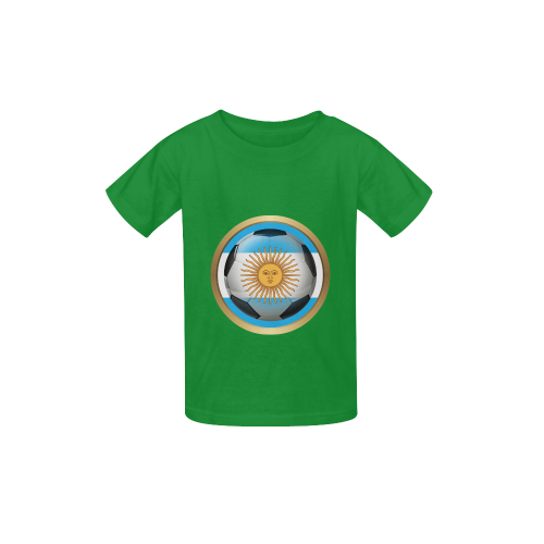 Sports Argentina Soccer Ball Green Kid's  Classic T-shirt (Model T22)