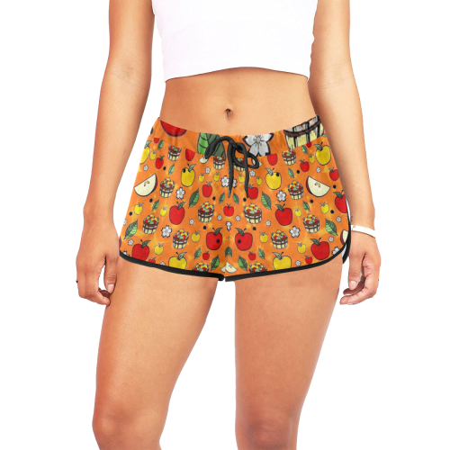 Apple Popart by Nico Bielow Women's All Over Print Relaxed Shorts (Model L19)