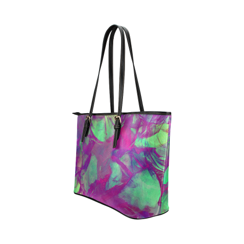 flowers flora #flowers Leather Tote Bag/Small (Model 1651)