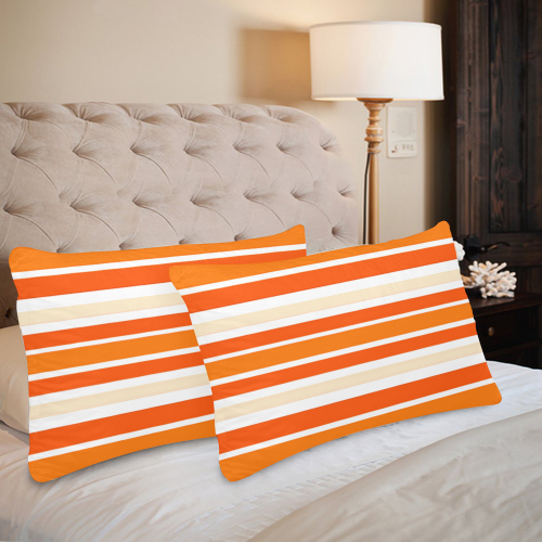 Bright Orange Stripes Custom Pillow Case 20"x 30" (One Side) (Set of 2)