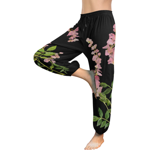 Pink tiny flower w shadow - floral watercolor Women's All Over Print Harem Pants (Model L18)