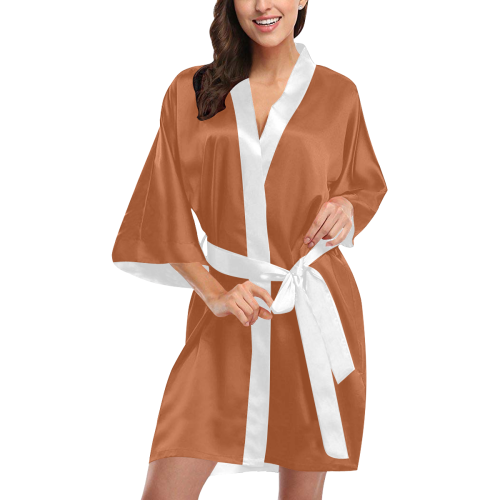 light coffee brown with white belt Kimono Robe