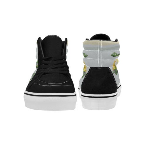 Yellow roses, floral watercolor Women's High Top Skateboarding Shoes (Model E001-1)