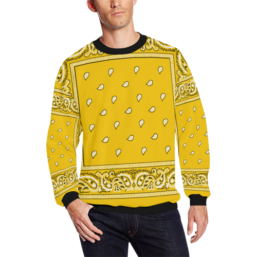 KERCHIEF PATTERN YELLOW All Over Print Crewneck Sweatshirt for Men/Large (Model H18)