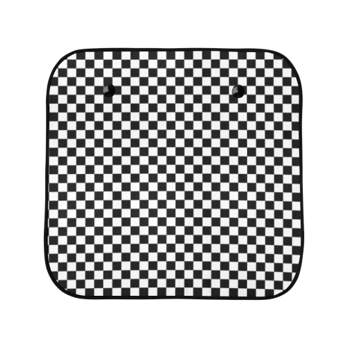 Checkerboard White And Black Car Sun Shade 28"x28"x2pcs
