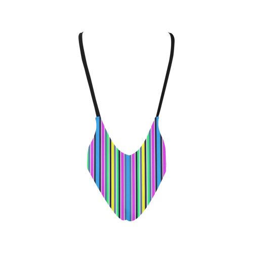 Vivid Colored Stripes 1 Sexy Low Back One-Piece Swimsuit (Model S09)