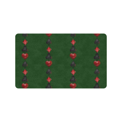 Las Vegas  Black and Red Casino Poker Card Shapes  on Green Doormat 30"x18" (Black Base)