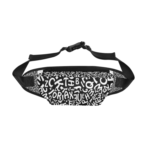 Alphabet Black and White Letters Fanny Pack/Large (Model 1676)