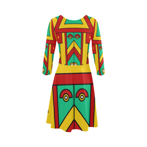 Aztec Spiritual Tribal 3/4 Sleeve Sundress (D23)