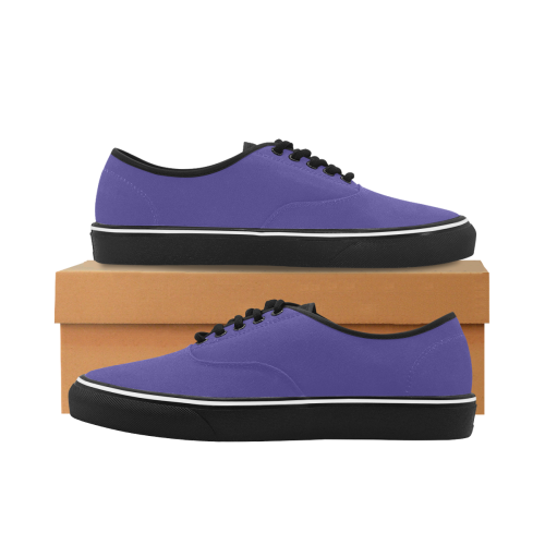 color dark slate blue Classic Men's Canvas Low Top Shoes (Model E001-4)
