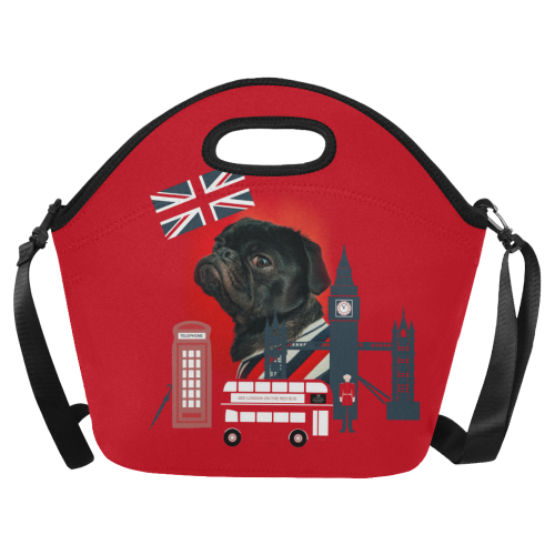 Cute Proud London Pug Neoprene Lunch Bag/Large (Model 1669)