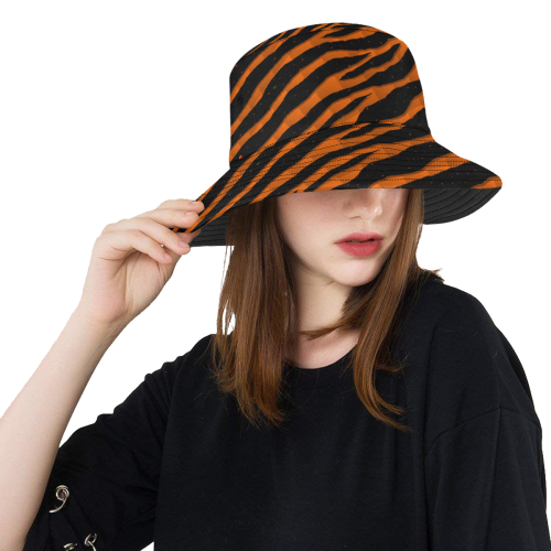 Ripped SpaceTime Stripes - Orange All Over Print Bucket Hat
