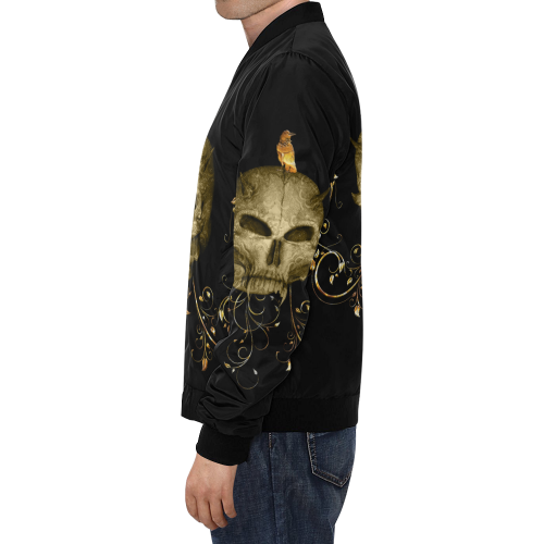 The golden skull All Over Print Bomber Jacket for Men/Large Size (Model H19)