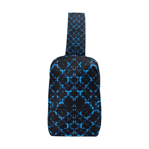 Diagonal Blue & Black Plaid  modern style Chest Bag (Model 1678)