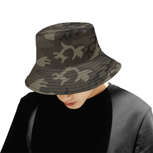 Camo Grey All Over Print Bucket Hat for Men