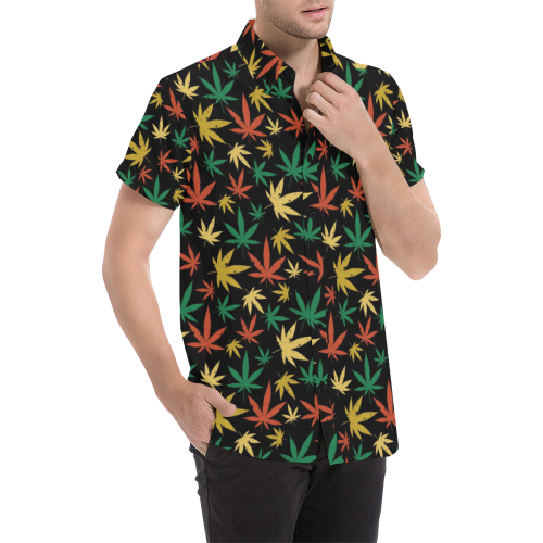 Cannabis Pattern Men's All Over Print Short Sleeve Shirt (Model T53)
