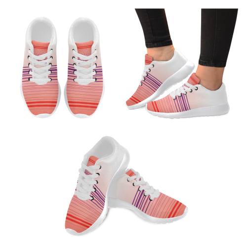 Shoes with lines,  Red Pink Women’s Running Shoes (Model 020)