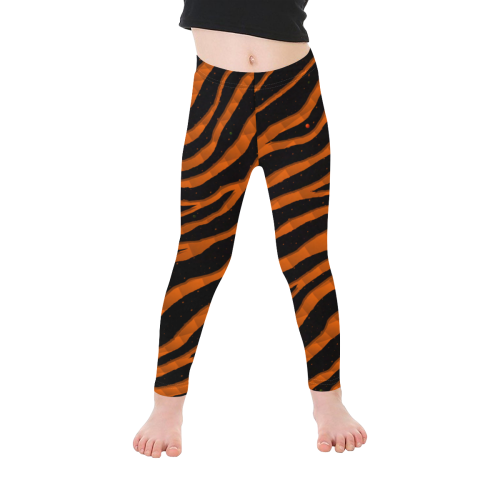 Ripped SpaceTime Stripes - Orange Kid's Ankle Length Leggings (Model L06)