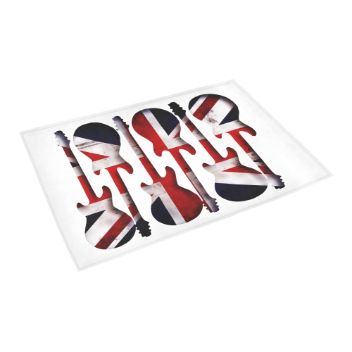 Union Jack British UK Flag Guitars on White Azalea Doormat 24" x 16" (Sponge Material)