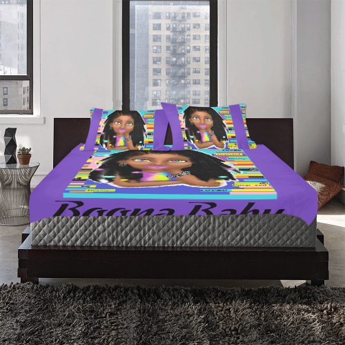 kindle 2 Purple 3-Piece Bedding Set