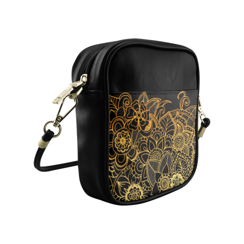 Floral Doodle Gold G523 Sling Bag (Model 1627)