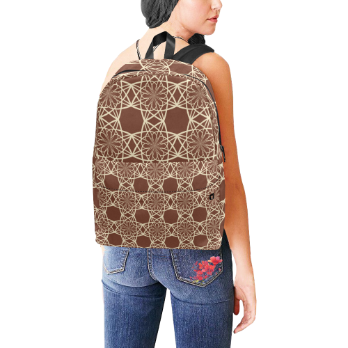 Beige and Brown Flower Pattern Unisex Classic Backpack (Model 1673)
