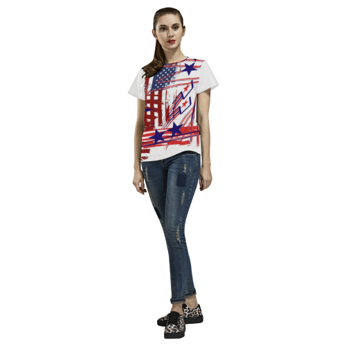 4th of July All Over Print T-Shirt for Women (USA Size) (Model T40)