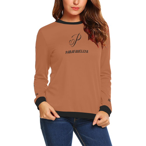 Ladie's Light Brown Sweatshirt All Over Print Crewneck Sweatshirt for Women (Model H18)