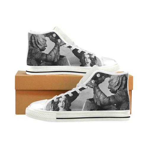 creature grey painting Men’s Classic High Top Canvas Shoes (Model 017)