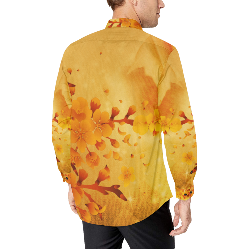 Floral design, soft colors Men's All Over Print Casual Dress Shirt (Model T61)