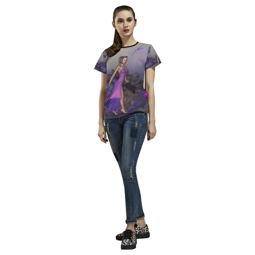 Beautiful fantasy women All Over Print T-shirt for Women/Large Size (USA Size) (Model T40)