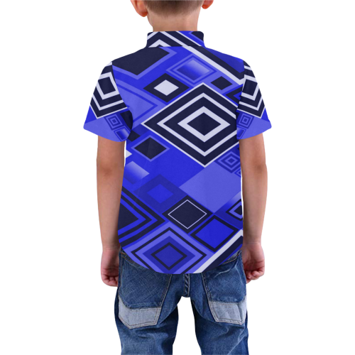 geometry checks Boys' All Over Print Short Sleeve Shirt (Model T59)