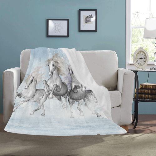 Awesome white wild horses Ultra-Soft Micro Fleece Blanket 50"x60"
