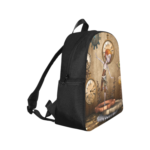 Steampunk girl, clocks and gears Multi-Pocket Fabric Backpack (Model 1684)