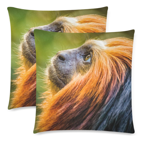 Golden Headed Lion Tamarin Custom Zippered Pillow Cases 18"x 18" (Twin Sides) (Set of 2)